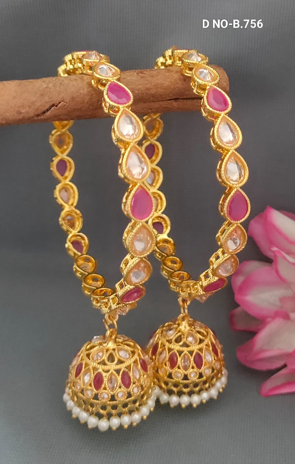 Golden Polki Bangles Sku- B.756