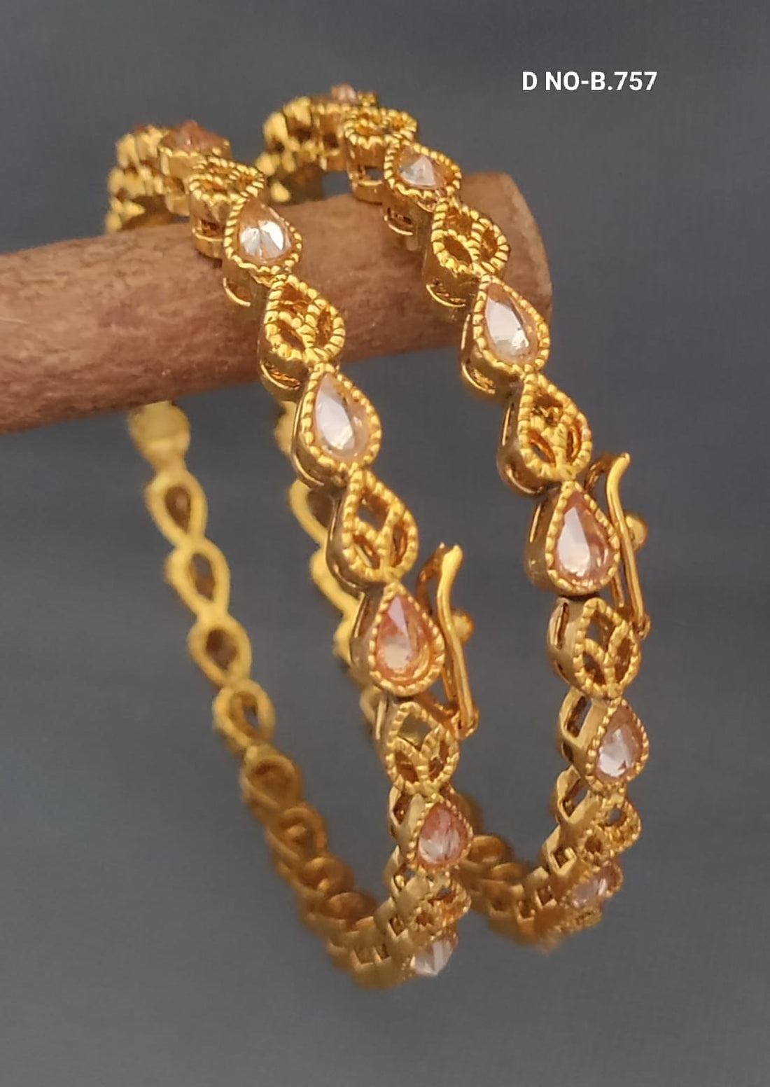 Golden Polki Bangles Sku- B.757