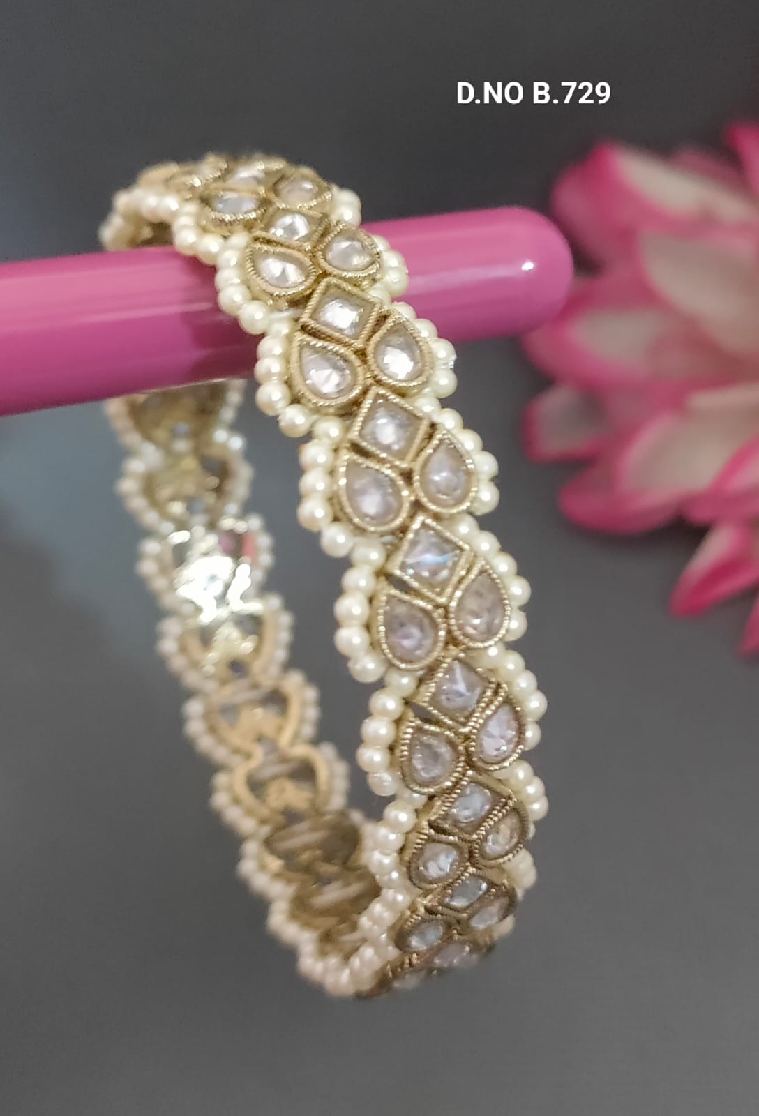 Mehandi Polki Bangles Sku- B.729