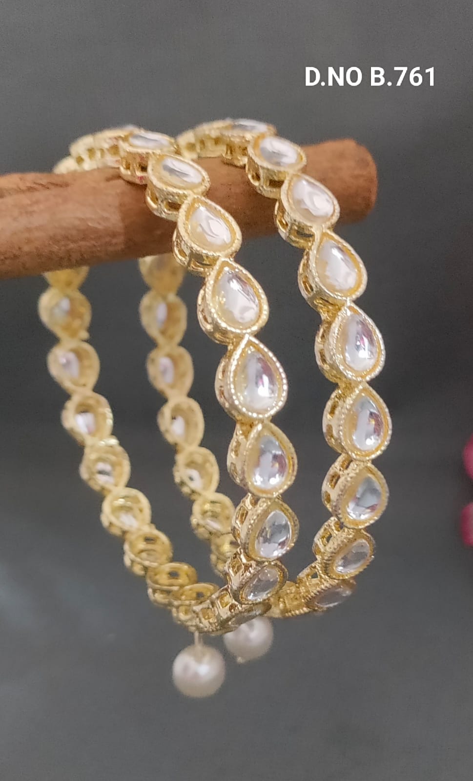 Golden Kundan Bangles Sku- B.761