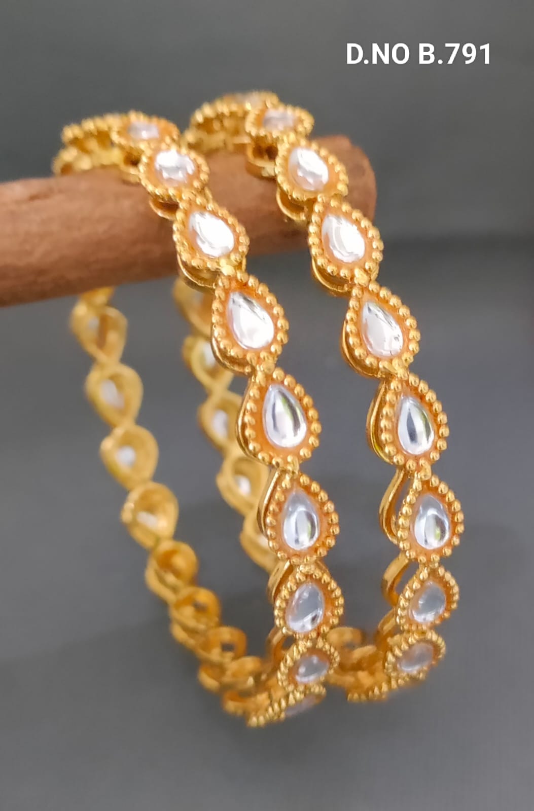 Golden Kundan Bangles Sku- B.791