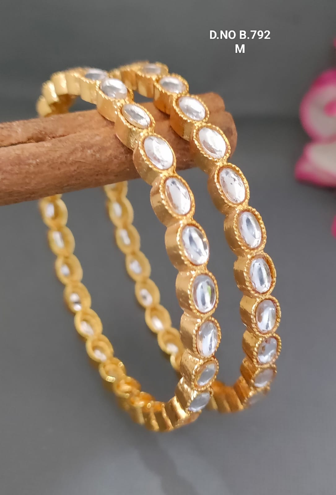 Golden Kundan Bangles Sku- B.792