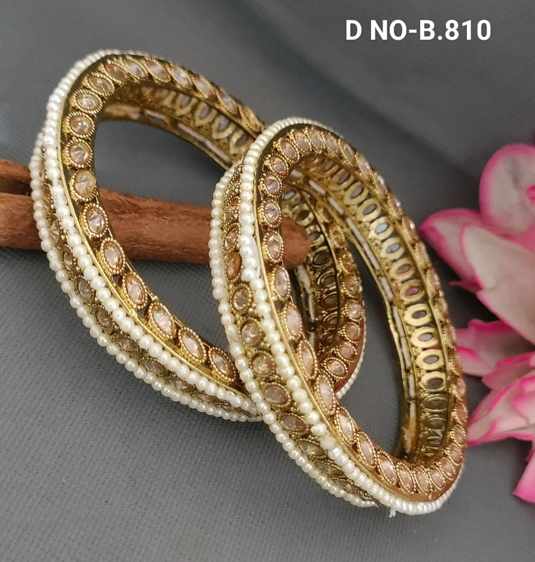 Mehandi Polki Bangles Sku- B.810