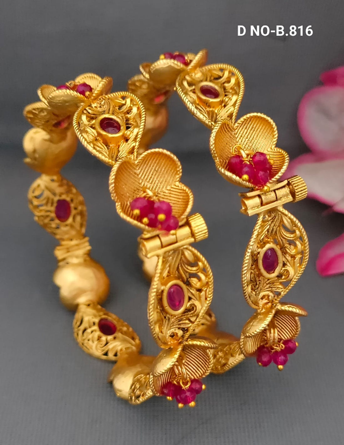 Matt gold Polki Bangles SKU-B.816