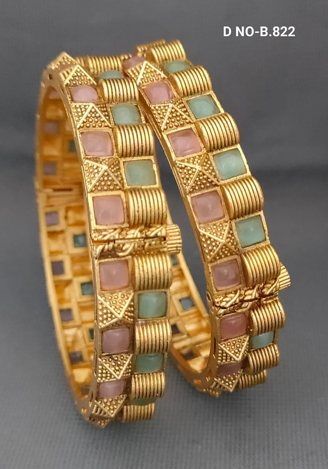 Matt Gold Polki Bangles SKU-B.822