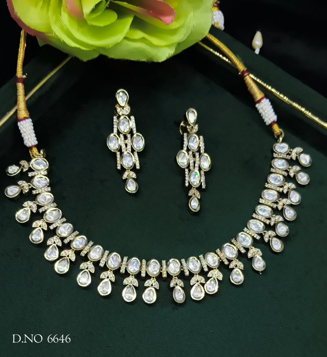 Mehandi Kundan Necklace Set Sku 6646 D/4