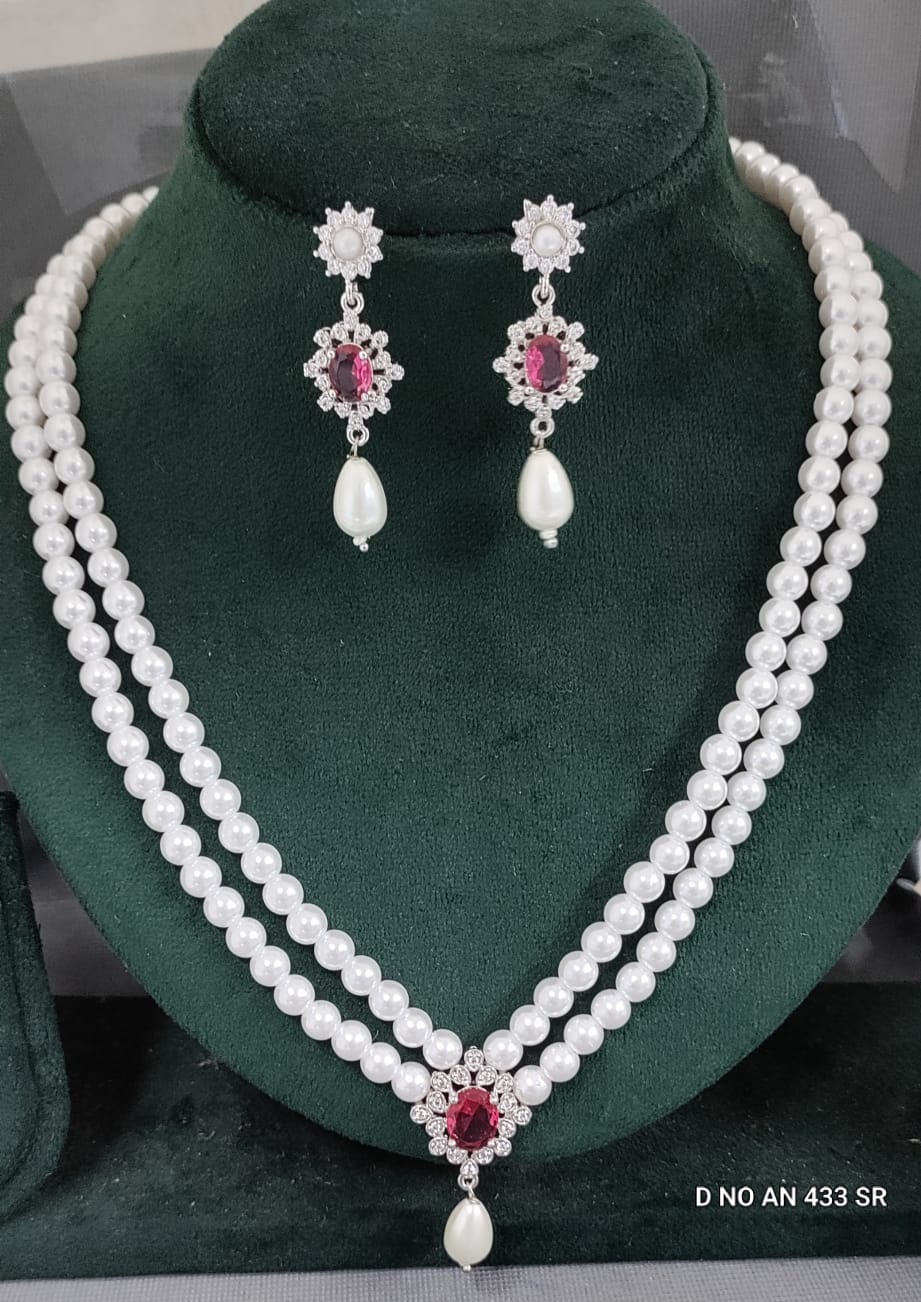 CZ AD Rodium Necklace SKU AN 433 SR