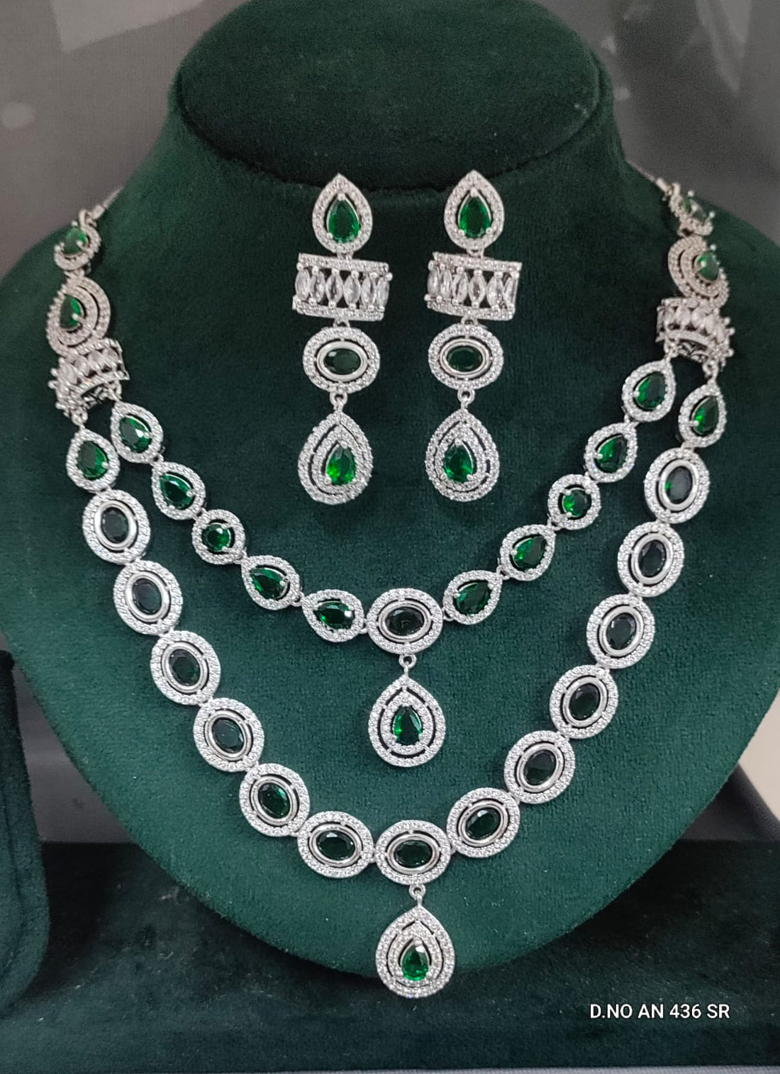 CZ AD Rodium Necklace SKU AN 436 SR