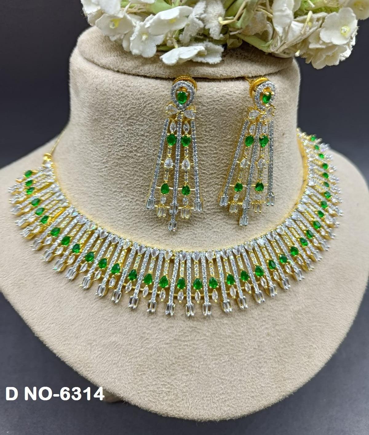 American Diamond Golden Necklace Sku- 6314 D5 - rchiecreation