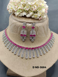 American Diamond Necklace Rodium Sku-5664 C3 - rchiecreation
