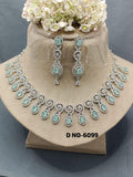 American Diamond Necklace Rodium Sku-6099 C3 - rchiecreation