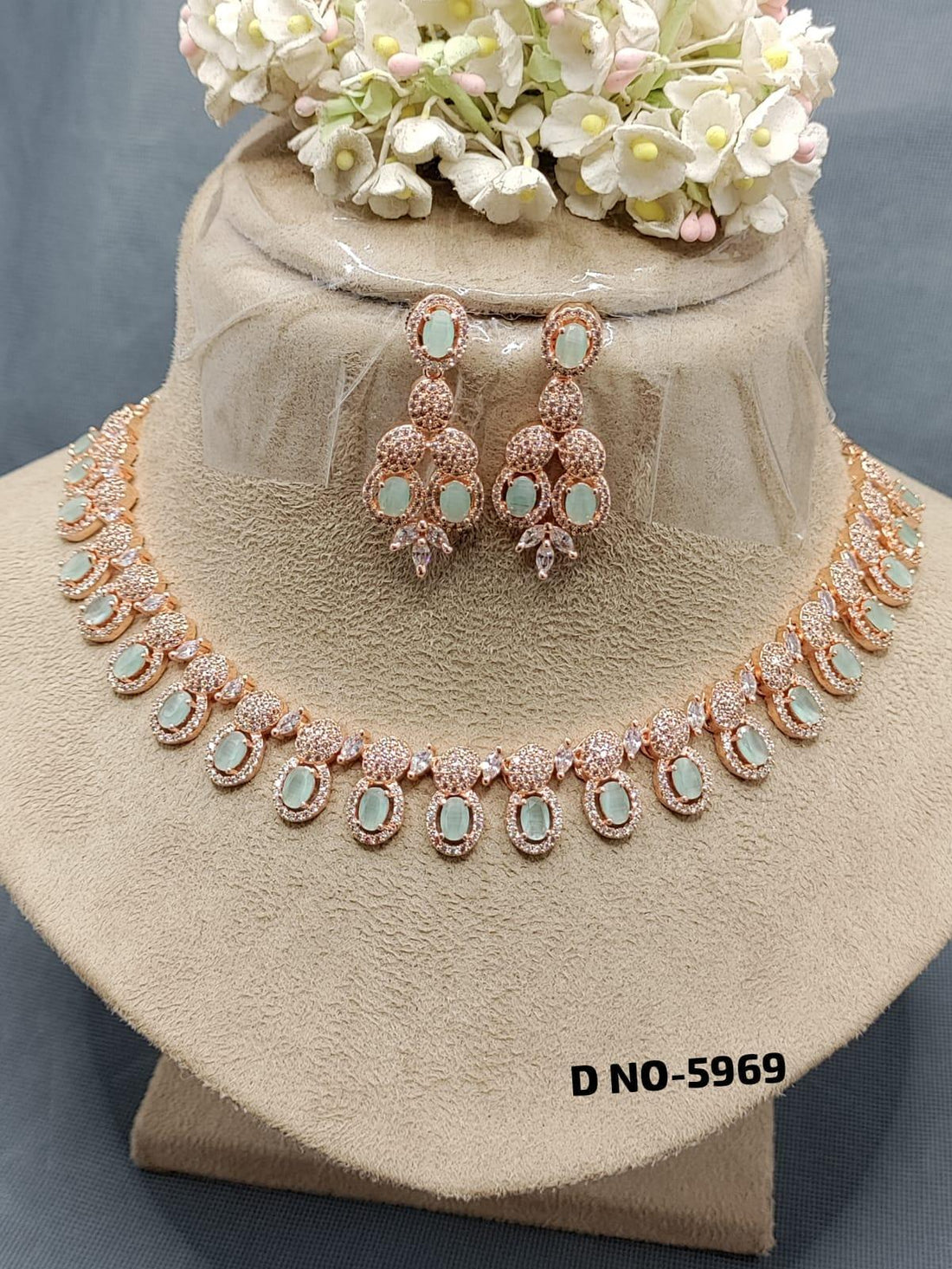 American Diamond Necklace Rosegold Sku 5969 C3 - rchiecreation