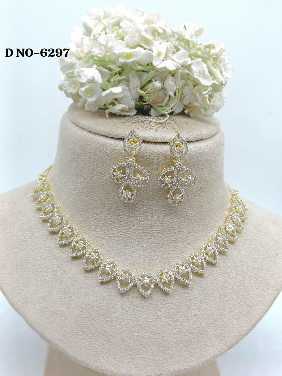 American Diamond Two Tonne Necklace Sku- 6297 C3 - rchiecreation