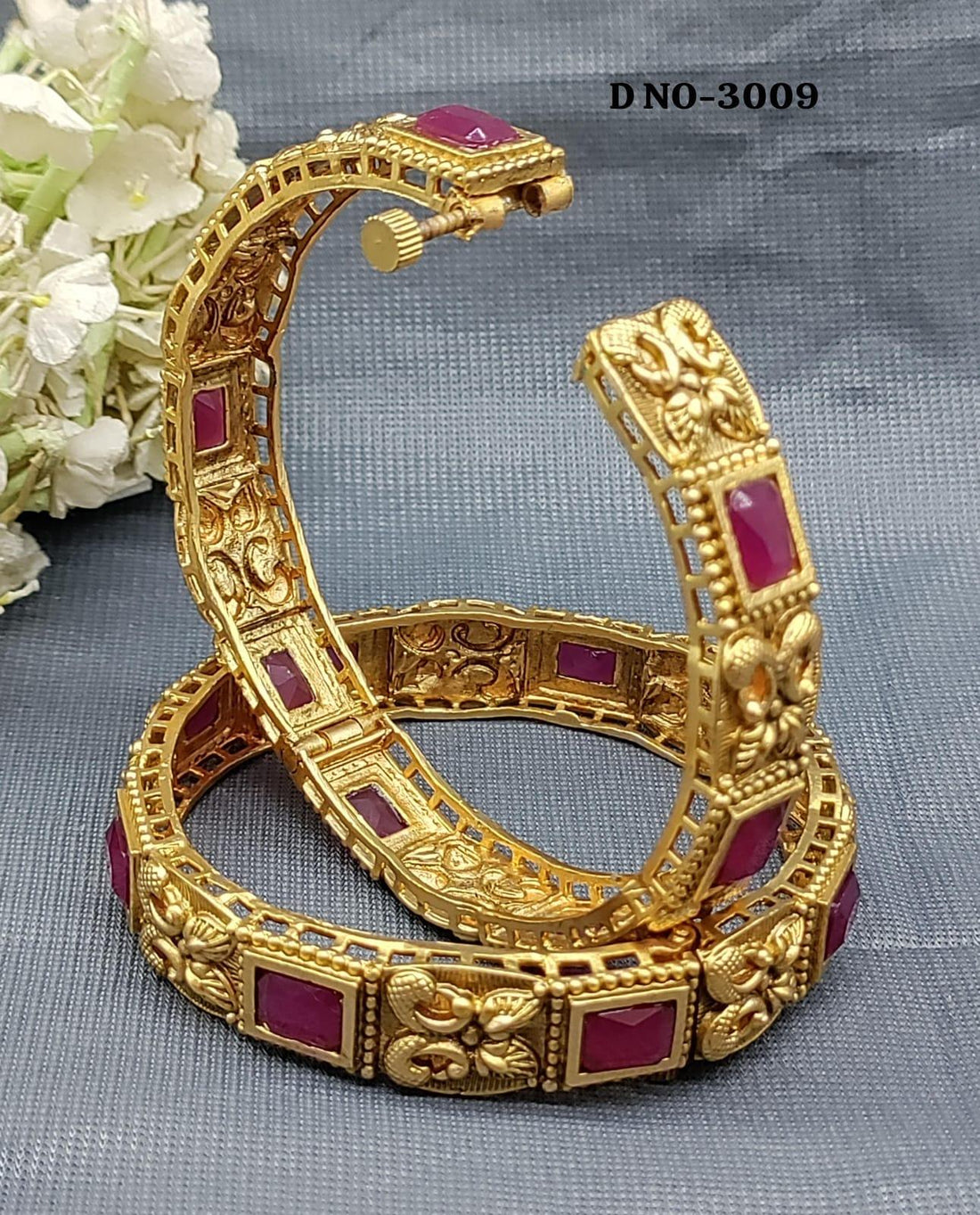 Antique Golden Bangles Sku-3009 D2 - rchiecreation