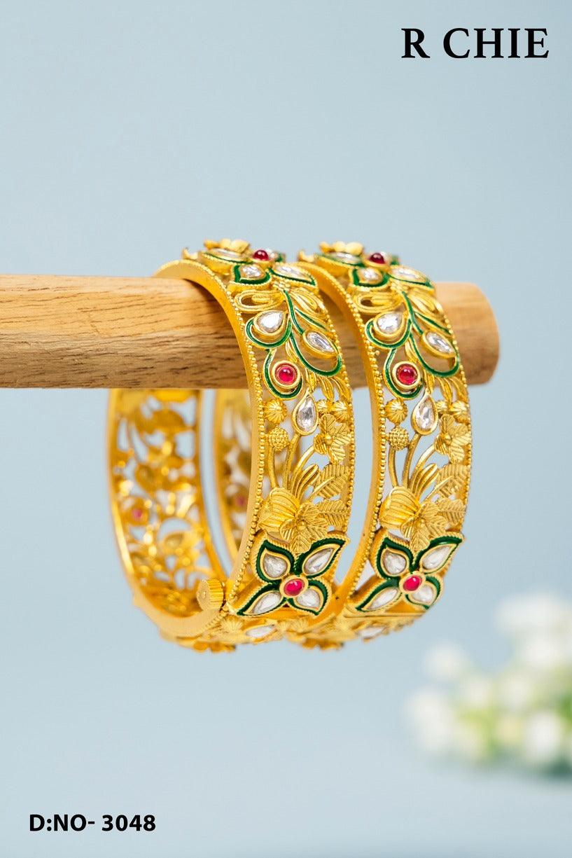 Antique Golden Bangles Sku 3048 D2 - rchiecreation
