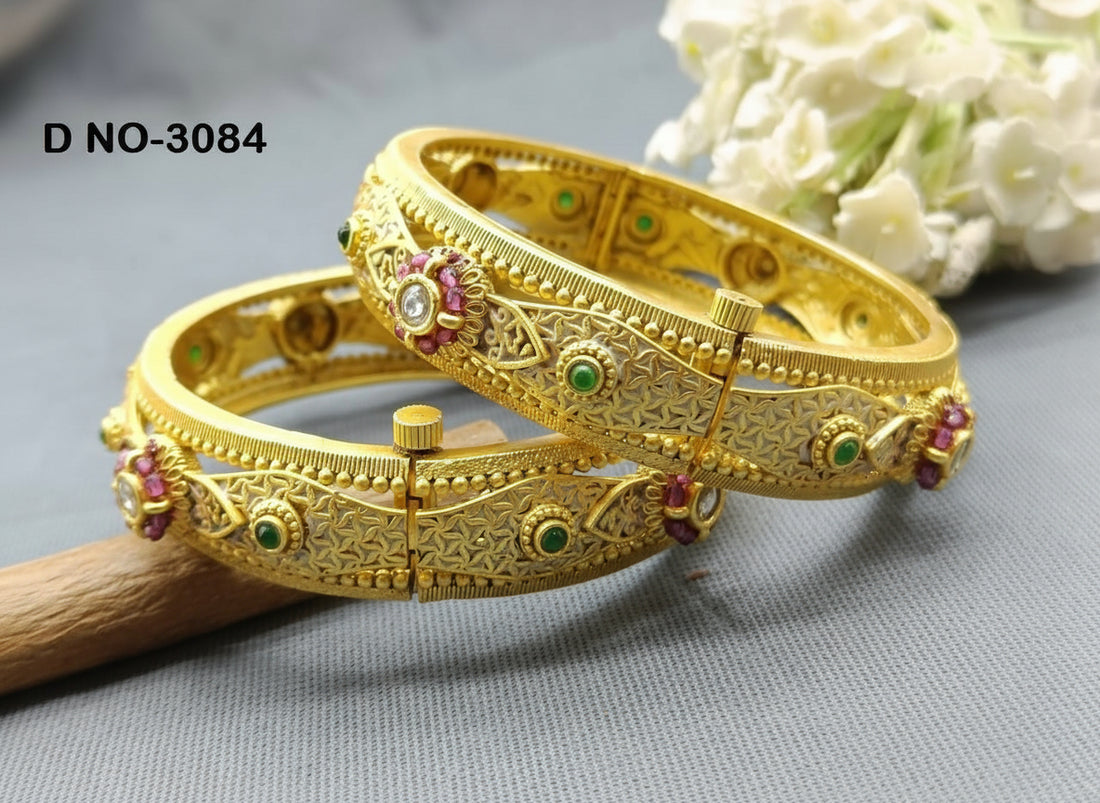 Antique Golden Bangles Sku 3084 D2 - rchiecreation