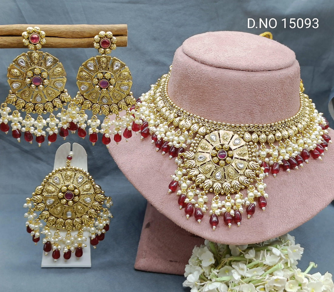 Antique Golden Punjabi Necklace Set by Rchie wholesale