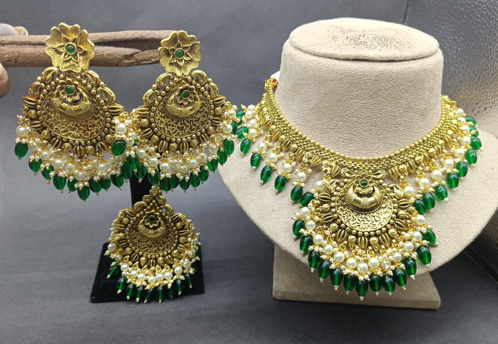Antique Golden Punjabi Necklace Set by  Rchie wholesale
