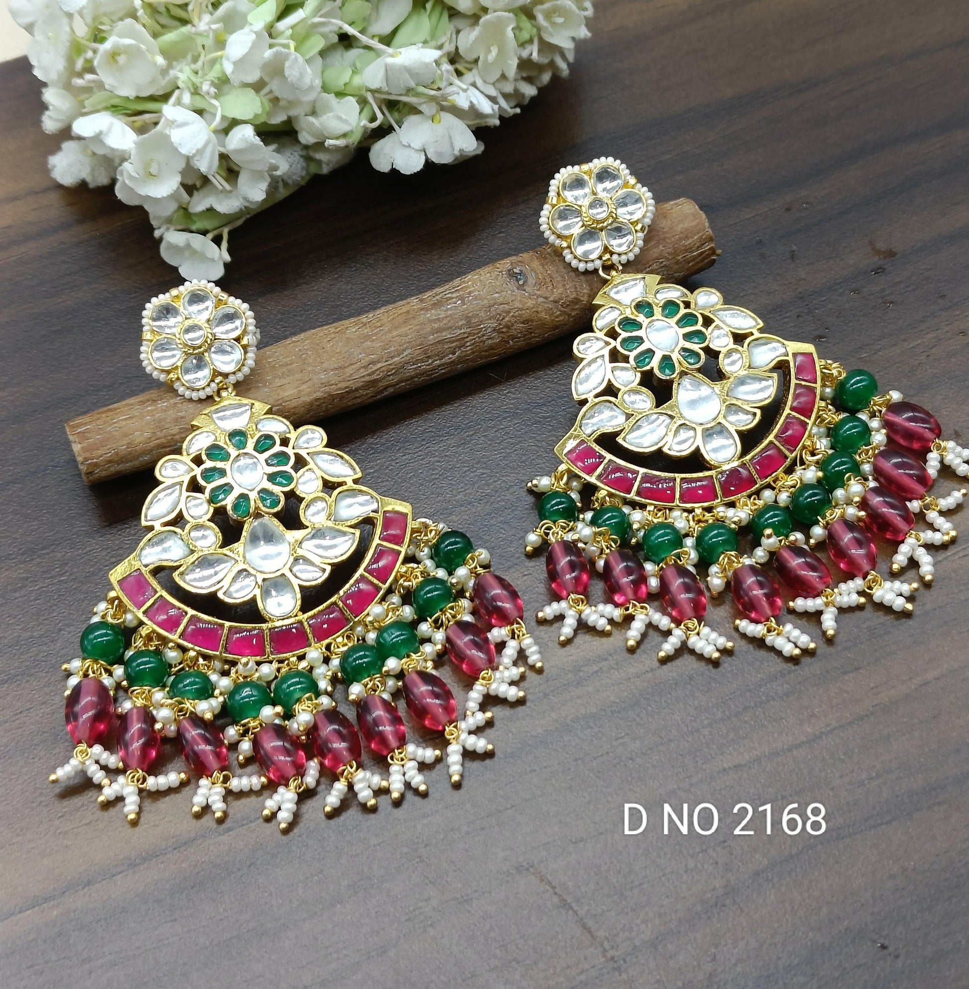 Beautiful Pachi Kundan Earrings Sku 2168 - rchiecreation
