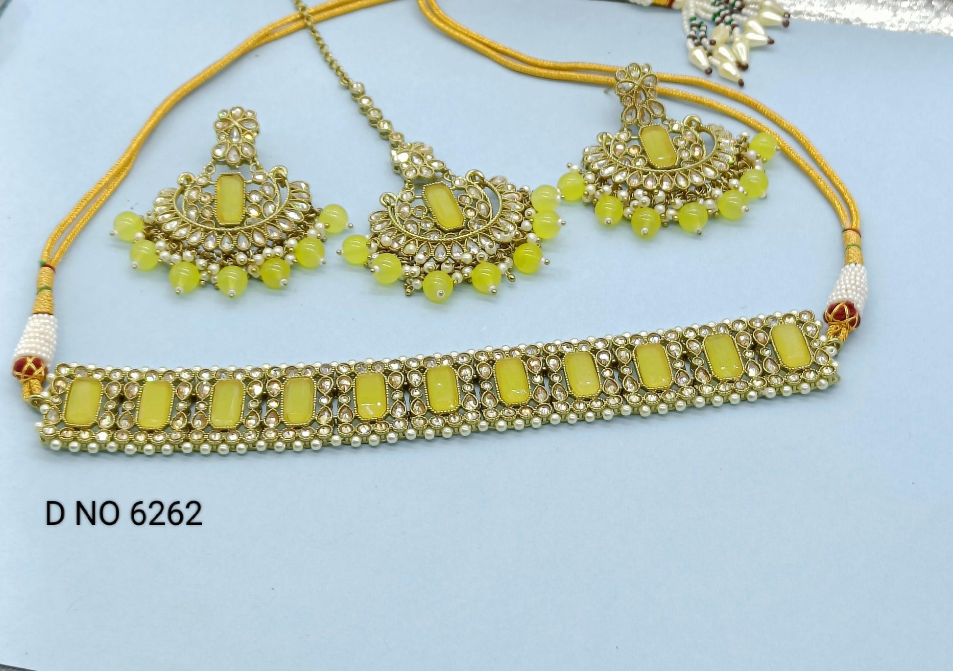 Beautiful Polki Mehendi Necklace Sku 6262 B1 - rchiecreation