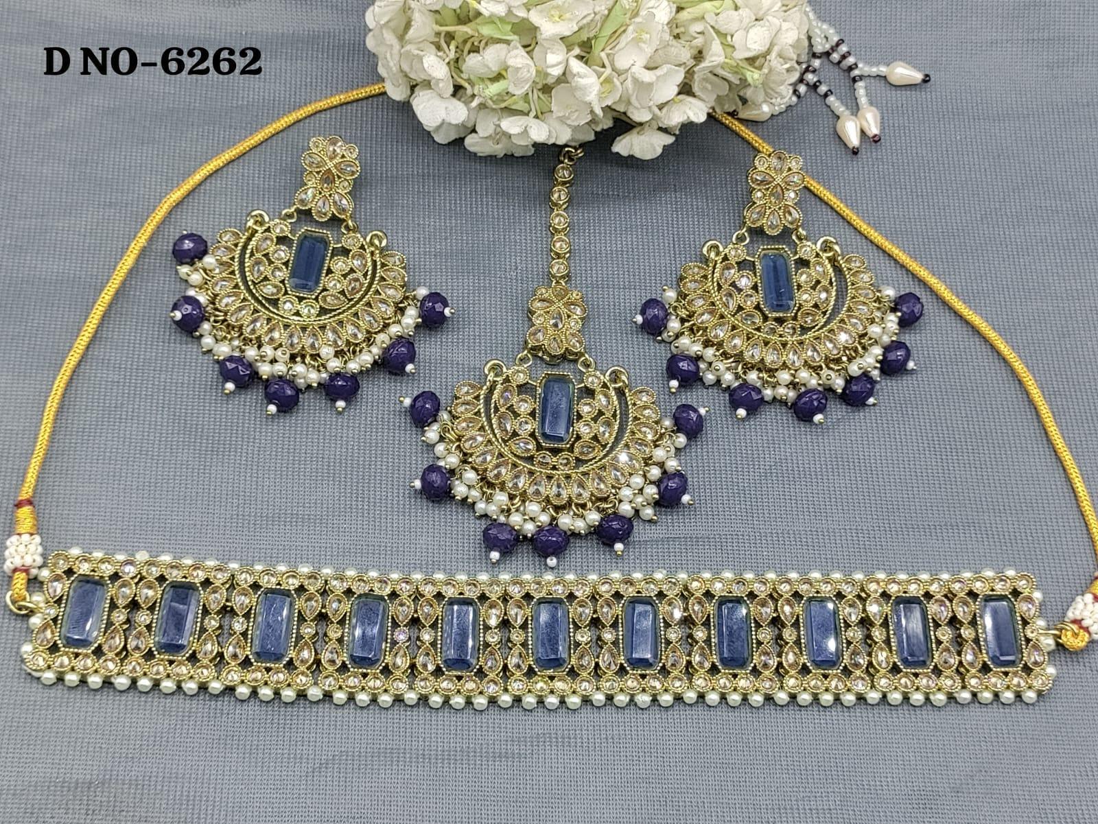 Beautiful Polki Mehendi Necklace Sku 6262 B1 - rchiecreation