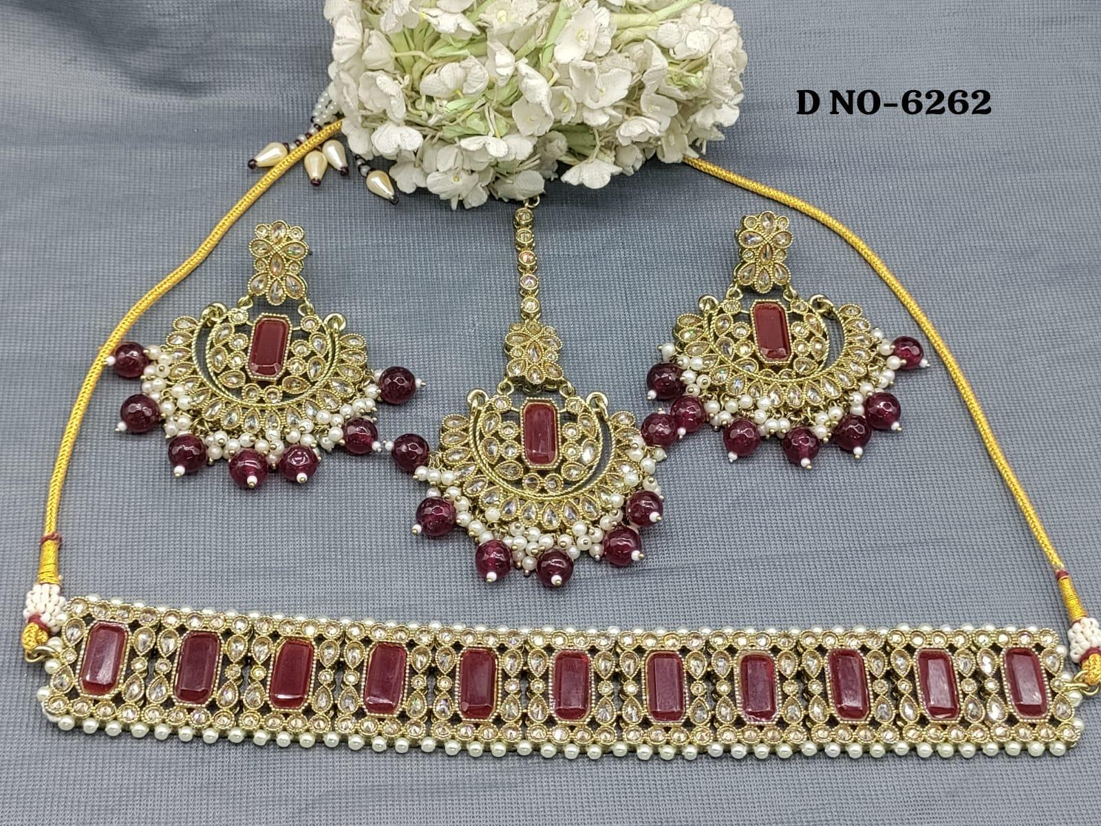 Beautiful Polki Mehendi Necklace Sku 6262 B1 - rchiecreation