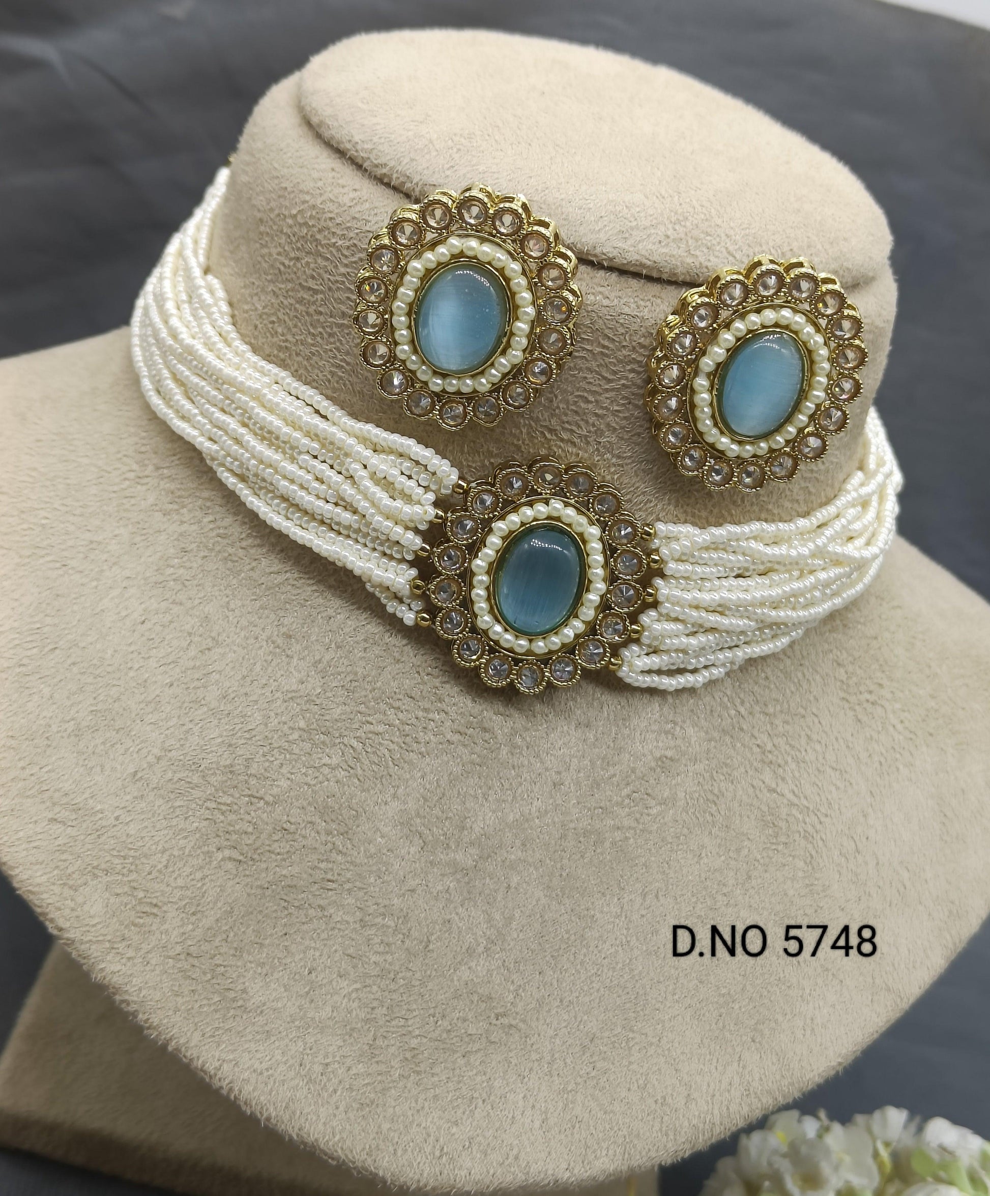 Choker Mehandi Necklace Set Sku 5748 B1 - rchiecreation