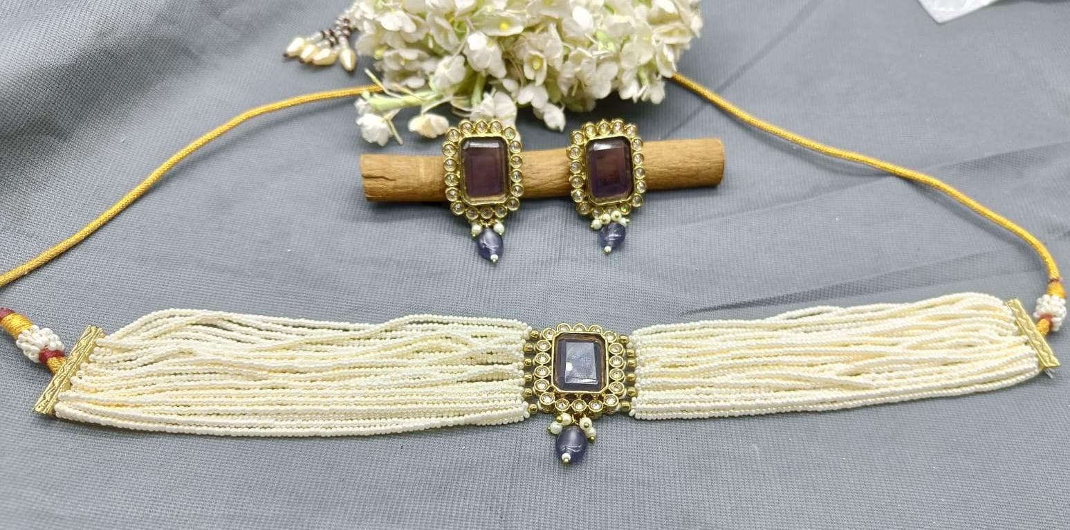 Choker Necklace Set Sku-5305 B4 - rchiecreation