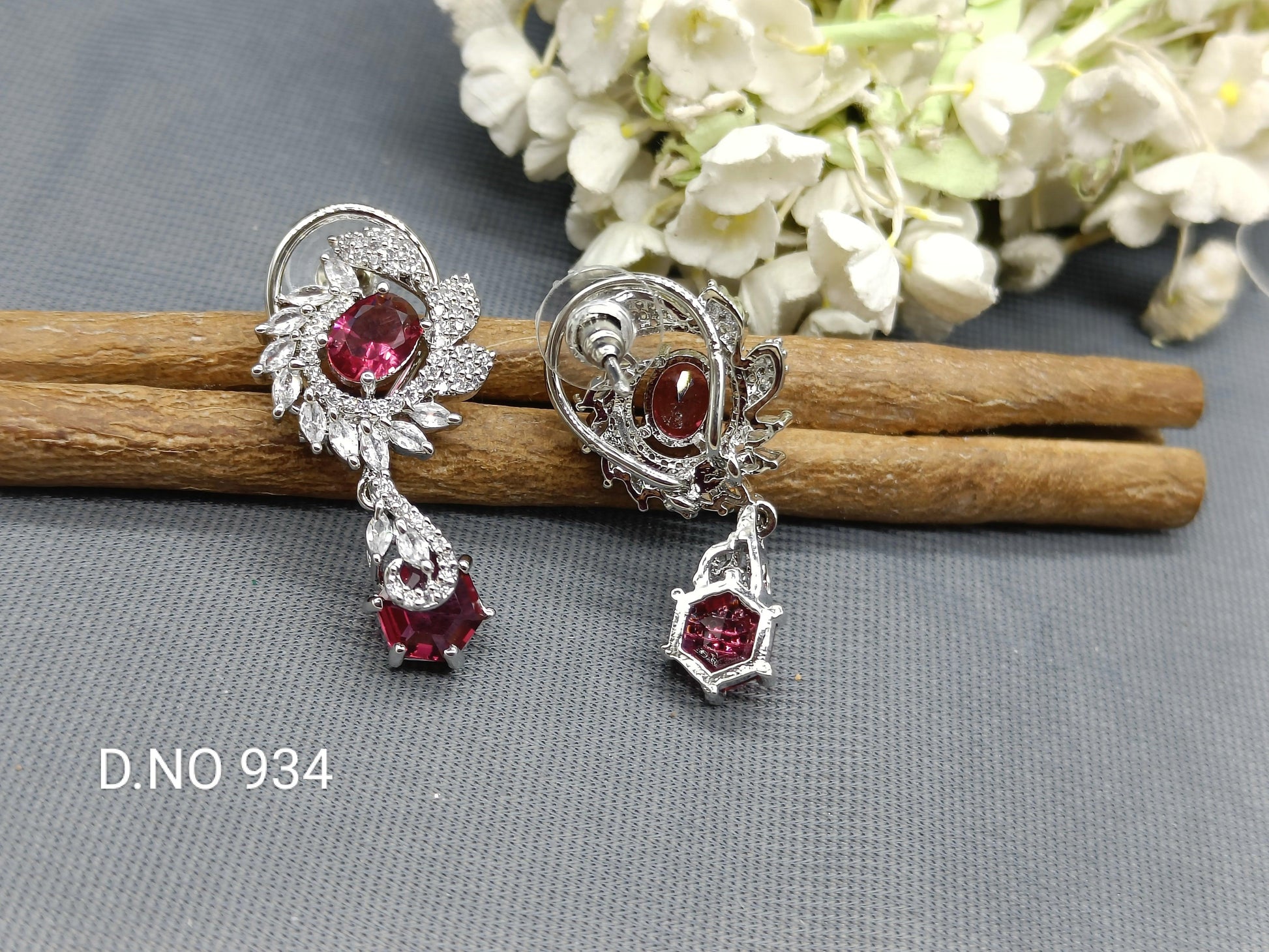 Cz Ad Tops And Stud Earring Rodium Sku 934 C1 - rchiecreation