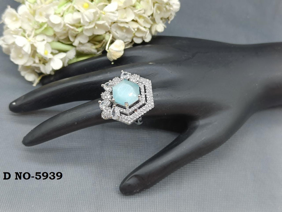 Cz Finger Ring Sku-5939 E4 - rchiecreation