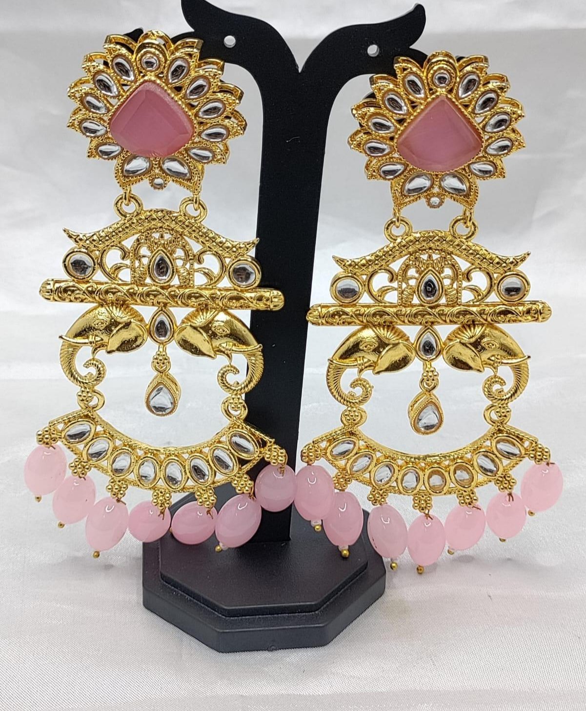 Kundan Earring Golden Sku-5228 D4 - rchiecreation