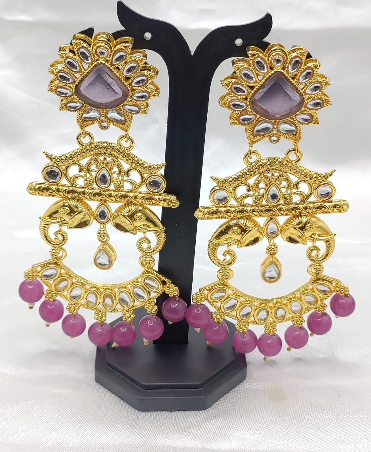 Kundan Earring Golden Sku-5228 D4 - rchiecreation