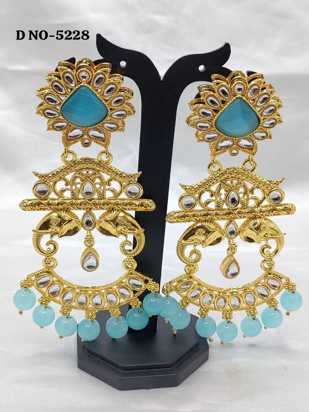 Kundan Earring Golden Sku-5228 D4 - rchiecreation
