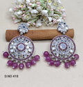 Kundan Earring Rodium Sku 418 A1 - rchiecreation