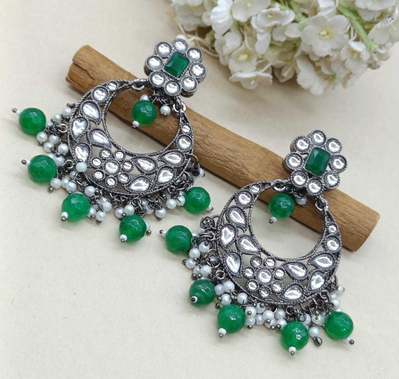 Kundan Earring Victorian Sku 907 H1 - rchiecreation