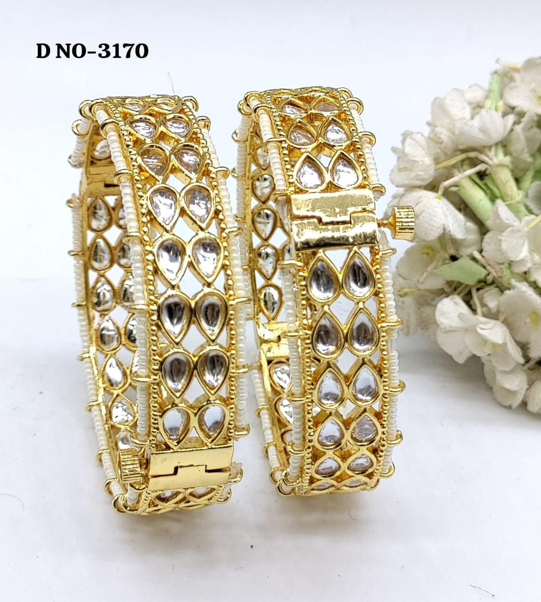 Kundan Golden Bangles Sku 3170 G4 - rchiecreation