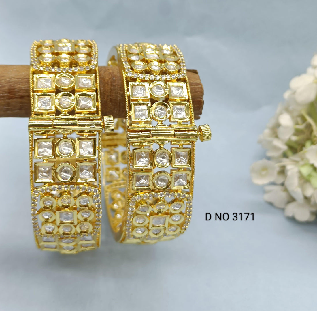 Kundan Golden Bangles Sku 3171 G4 - rchiecreation