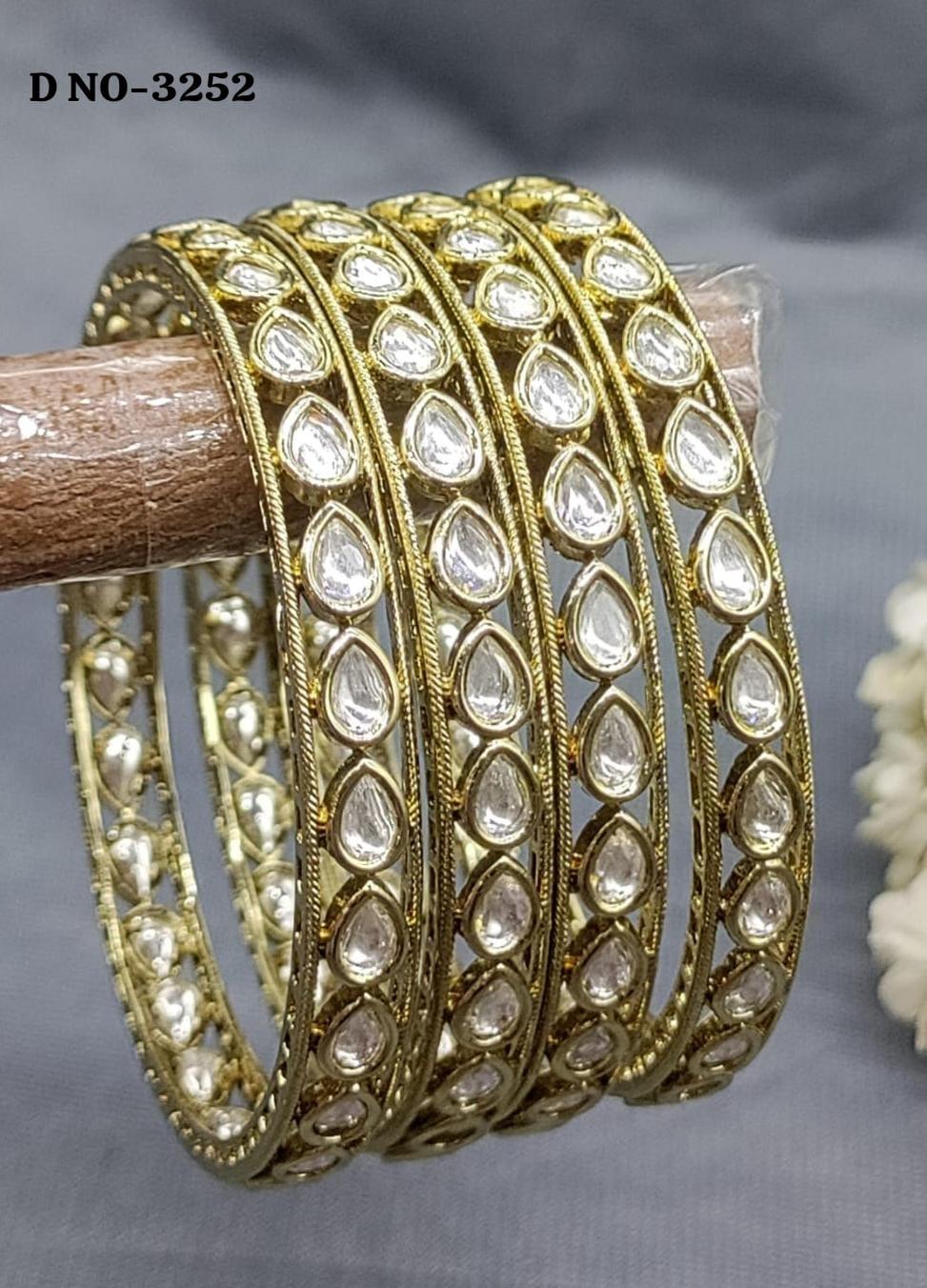 Kundan Mehandi Bangles Sku -3252 G4 - rchiecreation