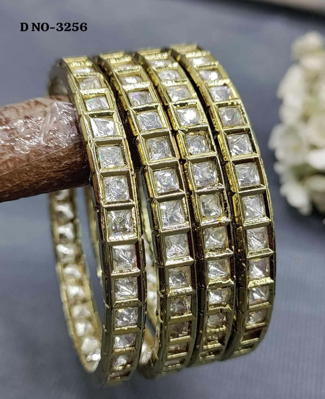 Kundan Mehandi Bangles Sku -3256 G4 - rchiecreation