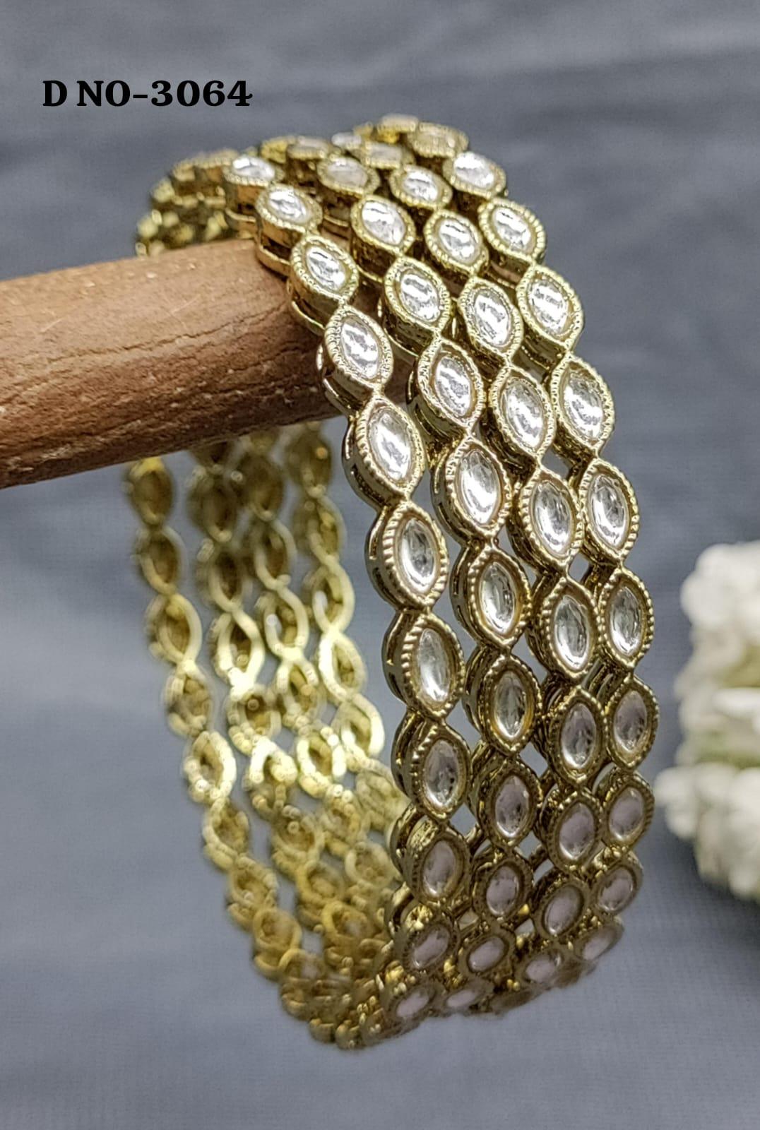 Kundan Mehandi Jhumkhi Bangles Sku 3064 G1 - rchiecreation