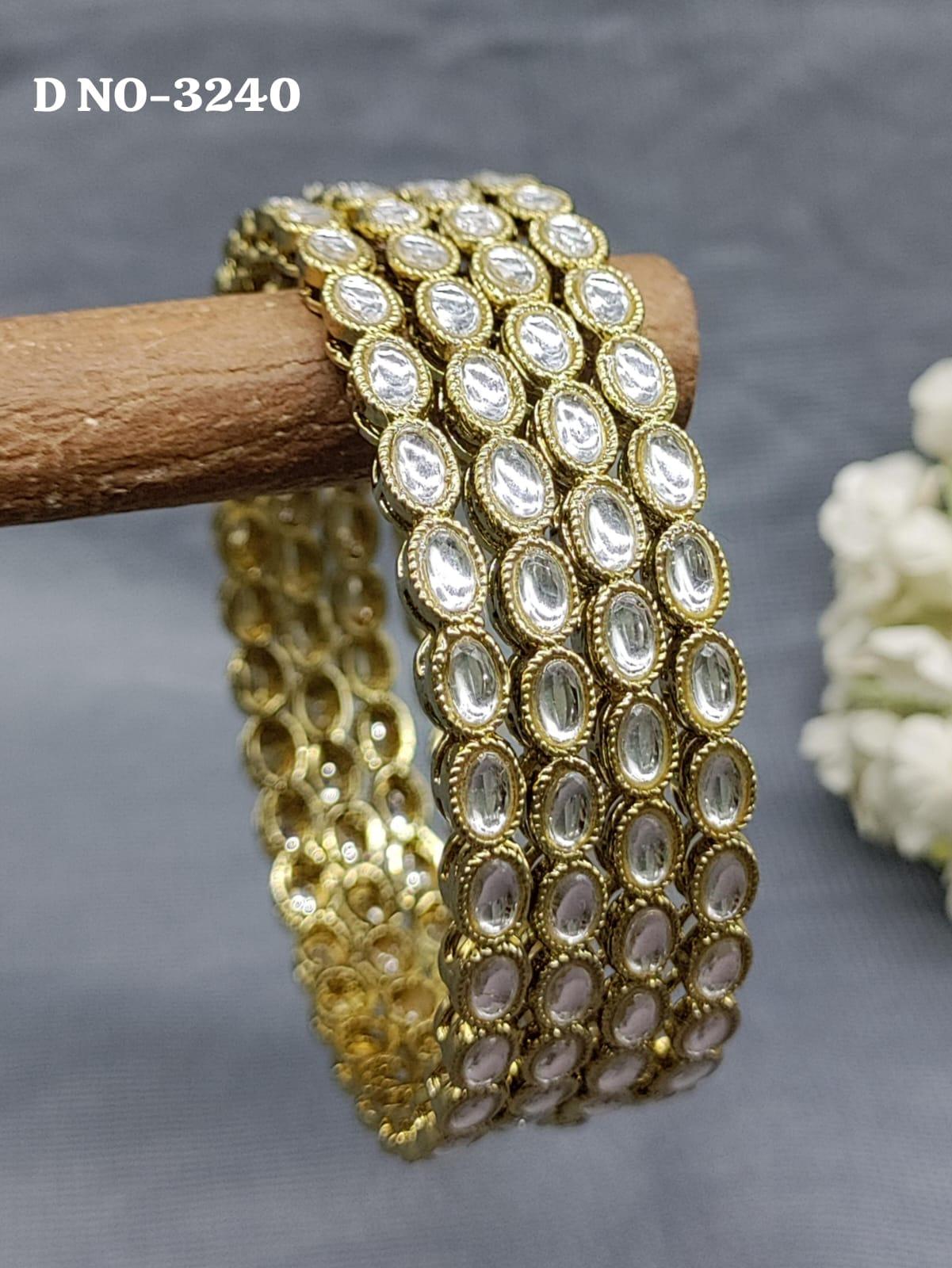 Kundan Mehandi Jhumkhi Bangles Sku 3240 G1 - rchiecreation