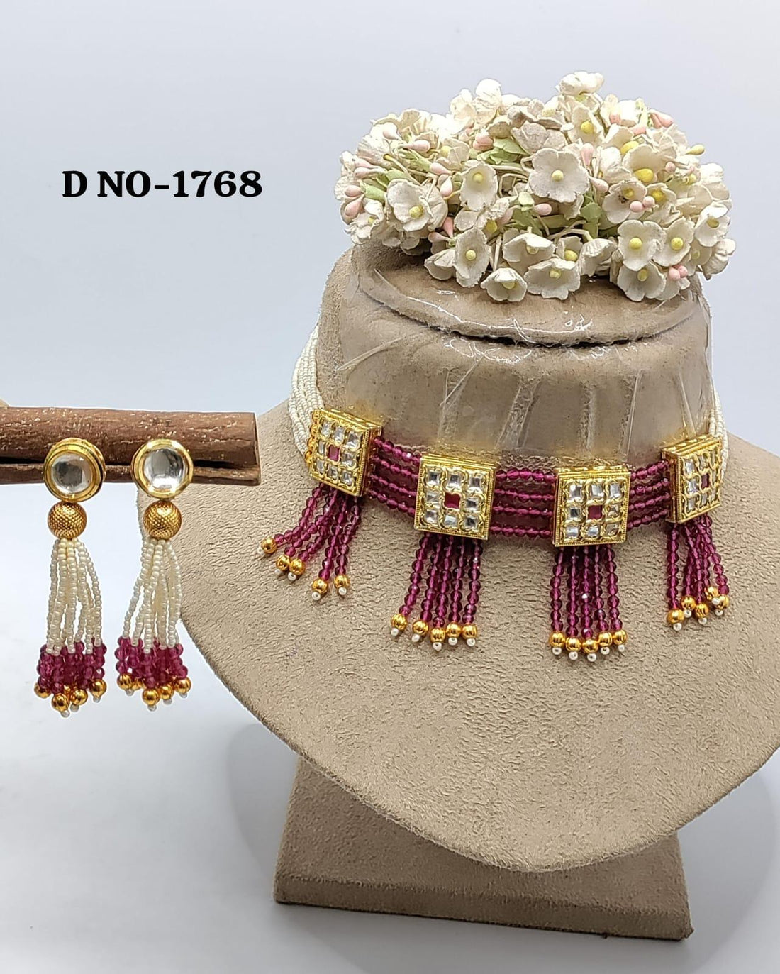 Kundan Necklace Set Sku-1768 D4 - rchiecreation