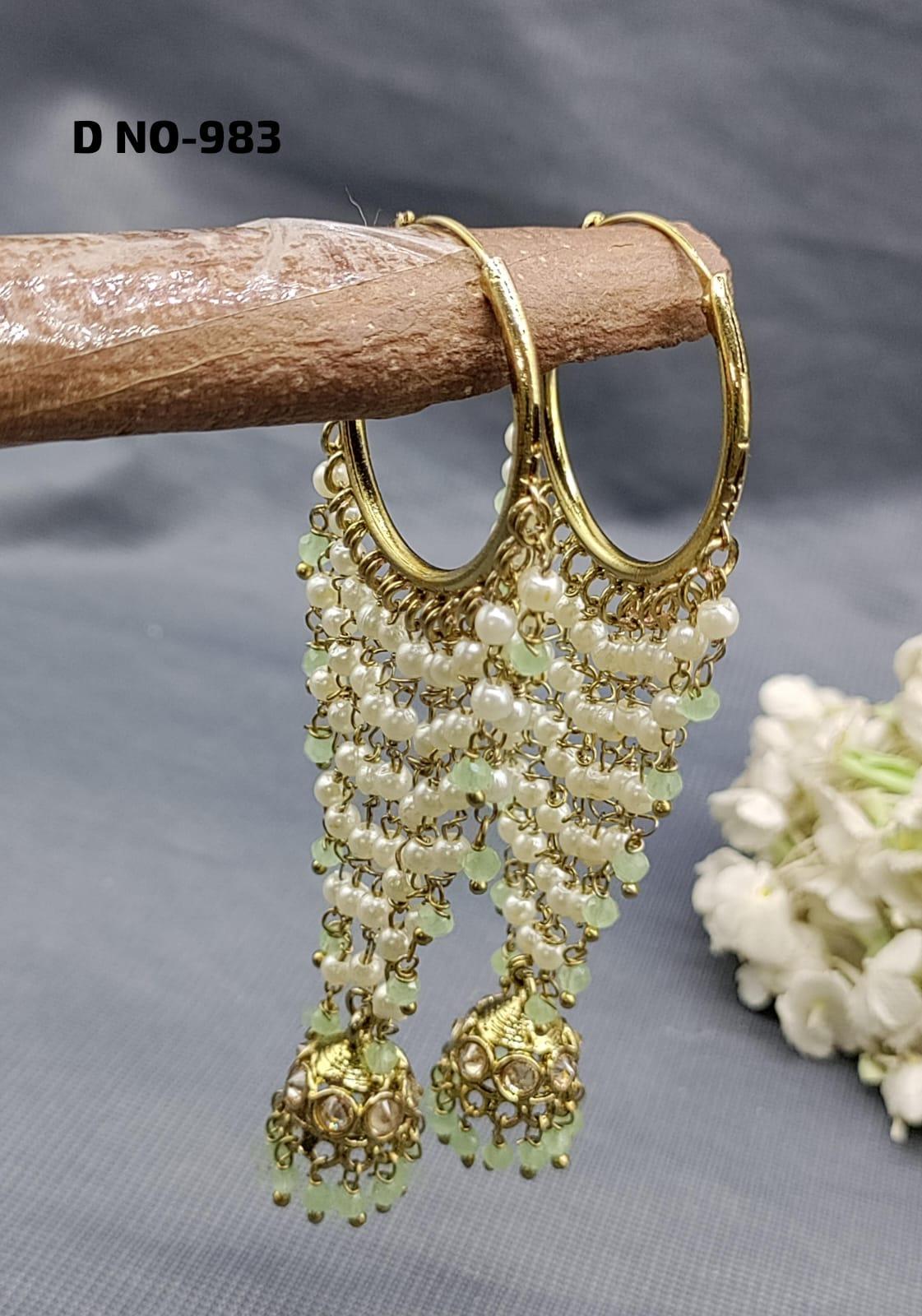 Mehandi Hoop Bali jhumki Earring Sku-983 - rchiecreation