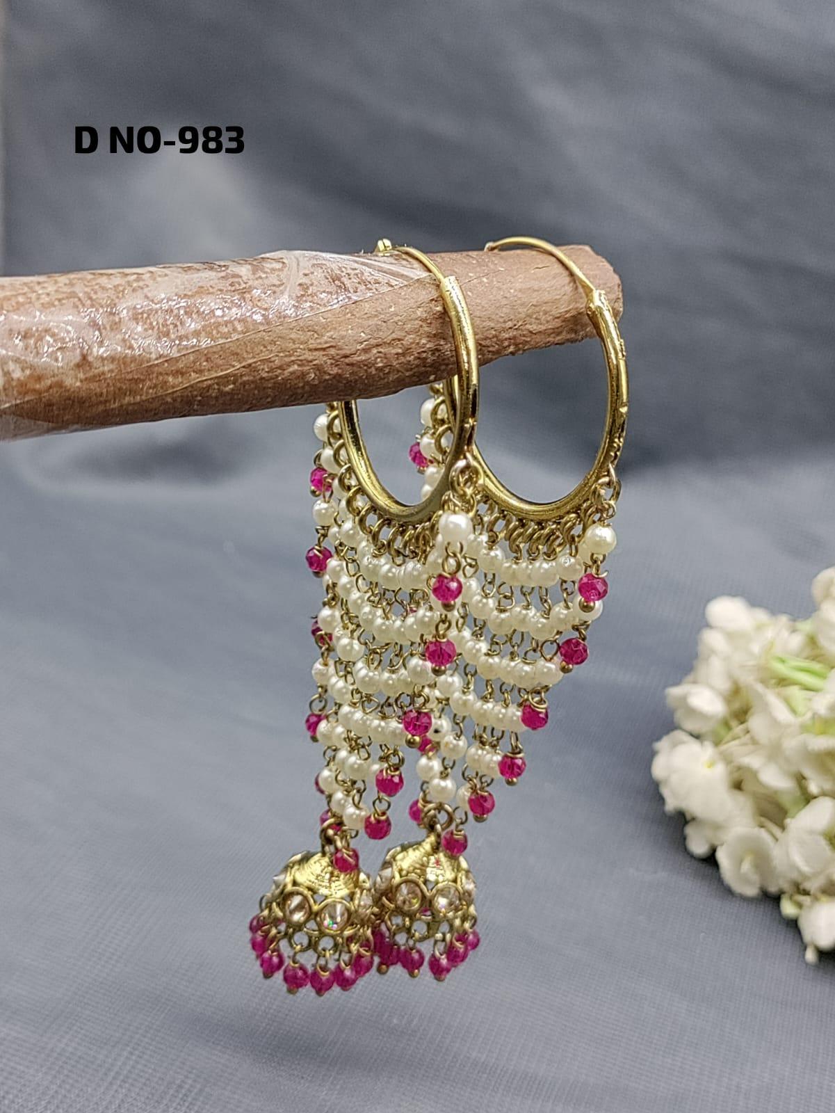 Mehandi Hoop Bali jhumki Earring Sku-983 - rchiecreation