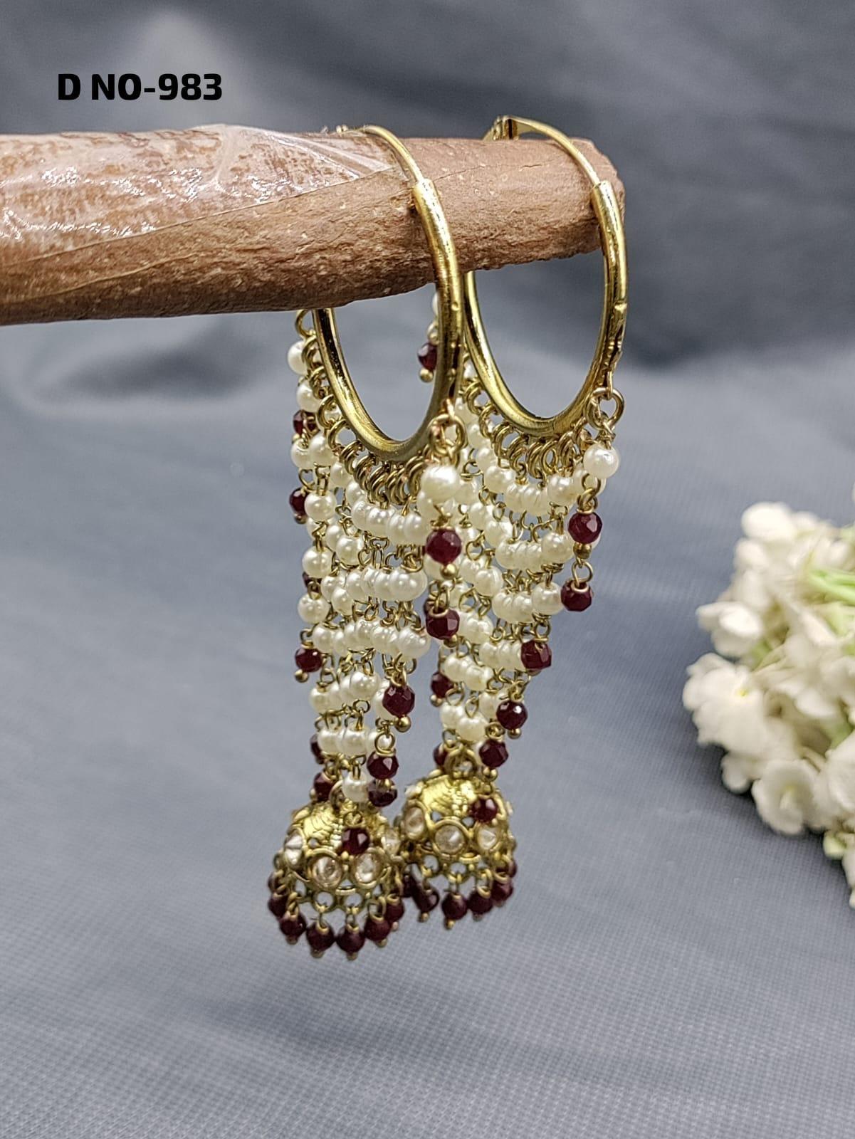 Mehandi Hoop Bali jhumki Earring Sku-983 - rchiecreation