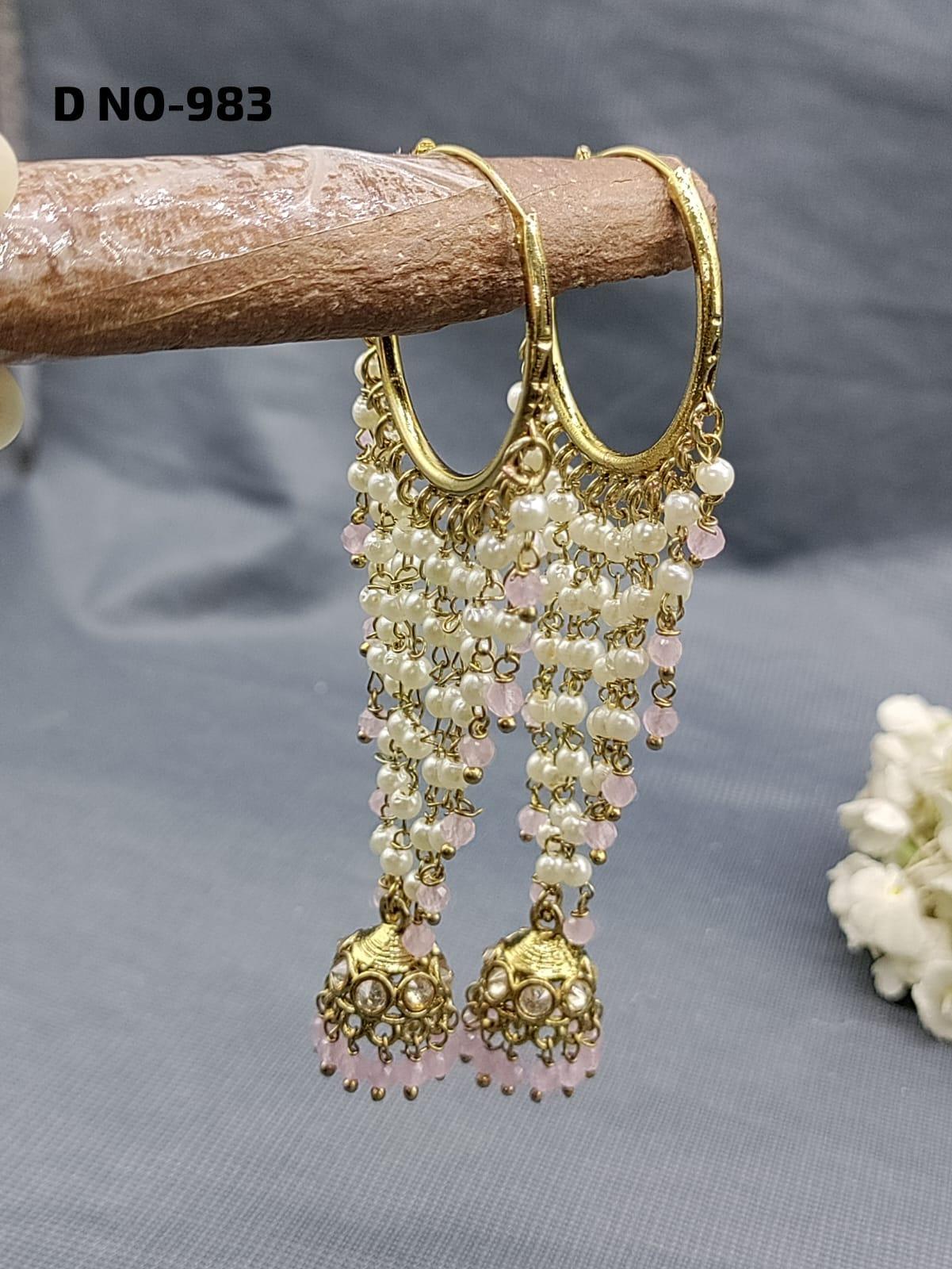 Mehandi Hoop Bali jhumki Earring Sku-983 - rchiecreation