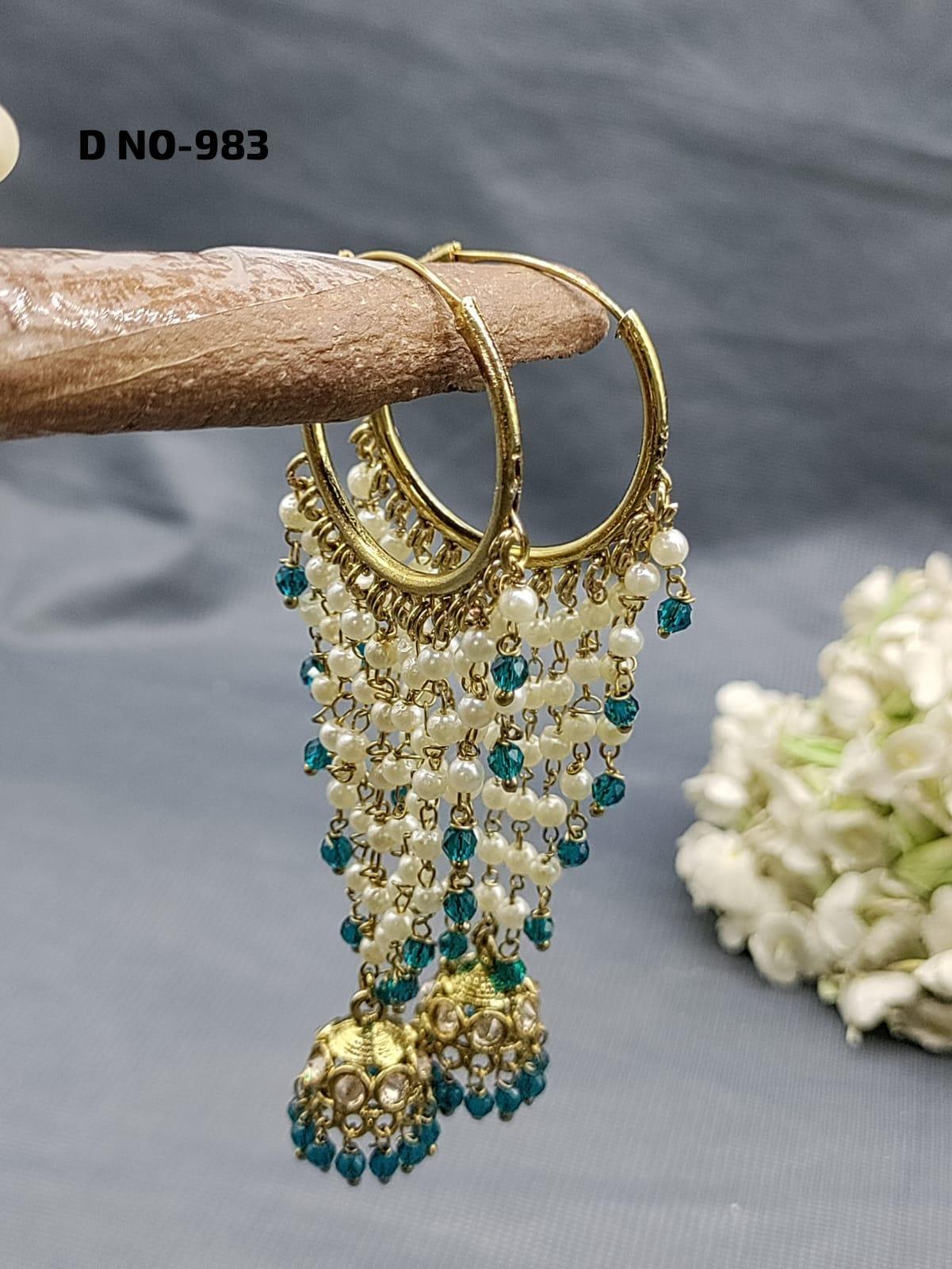 Mehandi Hoop Bali jhumki Earring Sku-983 - rchiecreation
