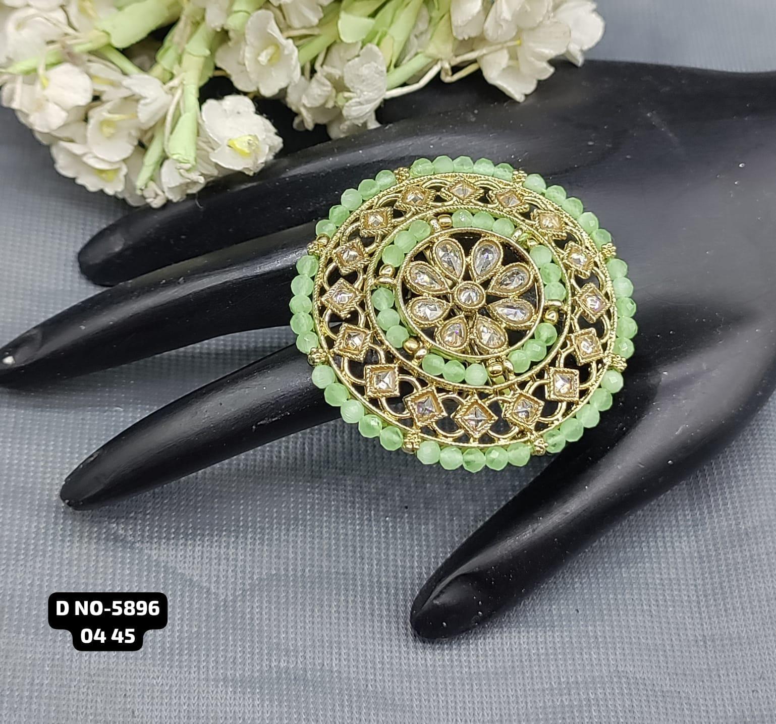 Mehendi Polki Finger Ring SKU 5896 E2 - rchiecreation