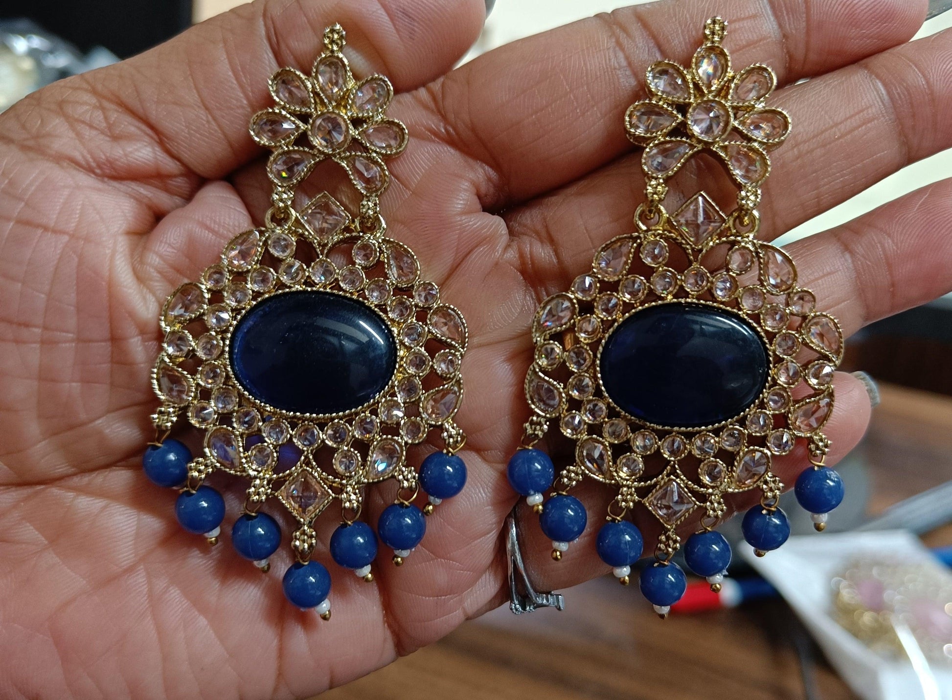 Mehndi Polki Earring Sku-786 E1 - rchiecreation