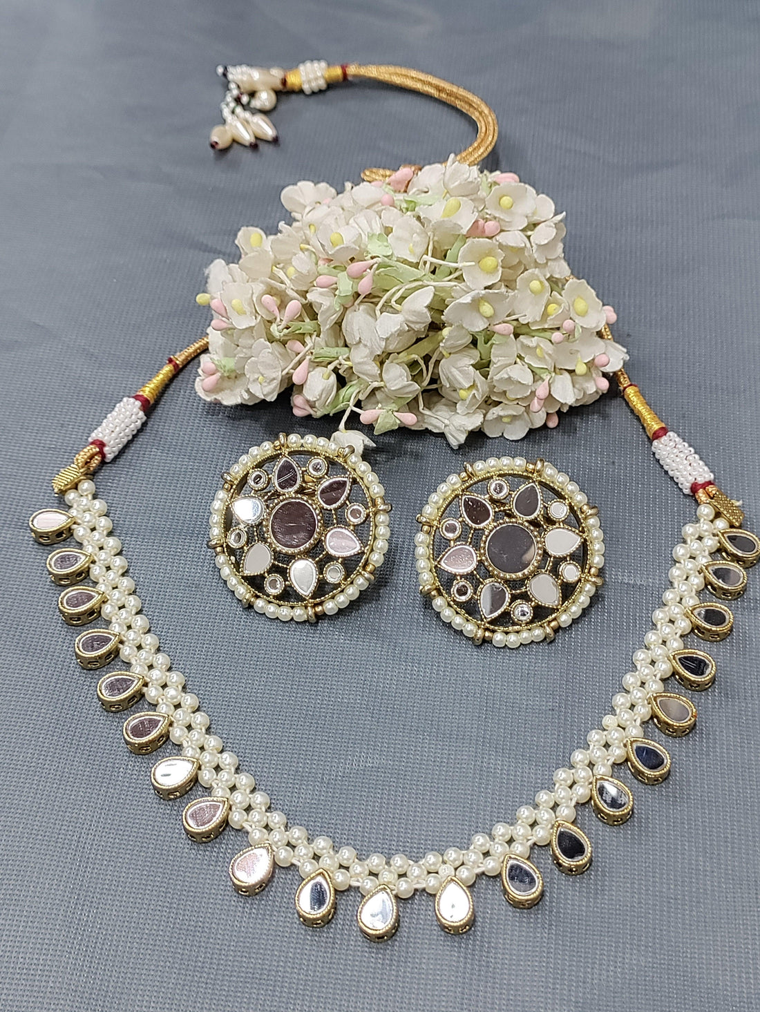 Mirror Polki Necklace Sku-5719 B1 - rchiecreation